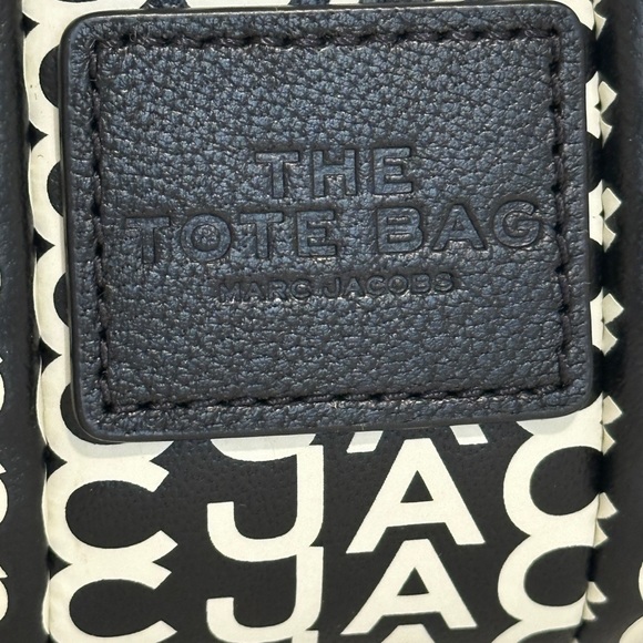 Marc Jacobs The Monogram Leather Crossbody Tote Bag Black/White One Size - Picture 7 of 10